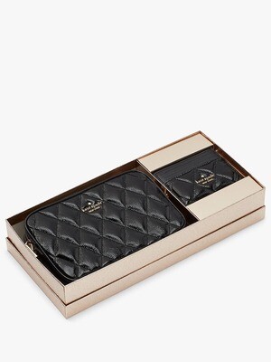 KATE SPADE Glimmer Quilted Leather Boxed Crossbody + Card Case Set