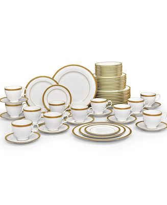 NORITAKE Charlotta Gold 60 Pc. Dinnerware Set, Service for 12