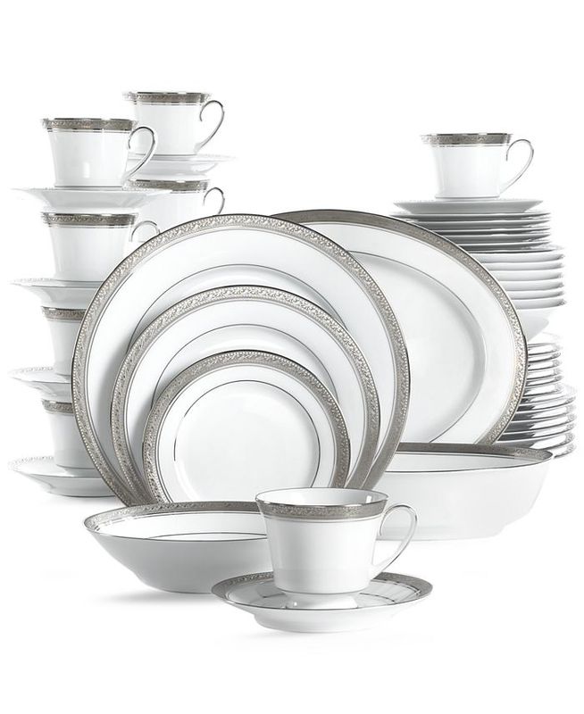 NORITAKE Crestwood Platinum 50 Pc. Dinnerware Set, Service for 8