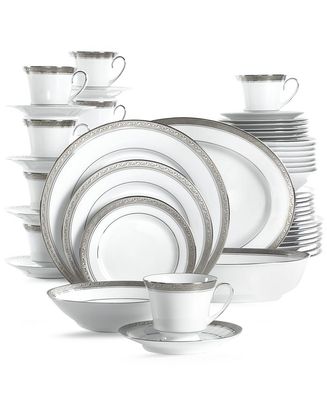 NORITAKE Crestwood Platinum 50 Pc. Dinnerware Set, Service for 8
