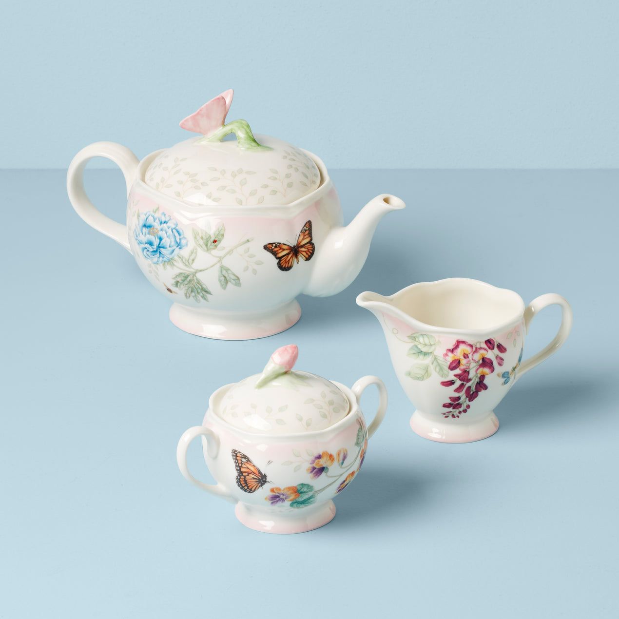 LENOX Butterfly Meadow Pink Ombre 5-Piece Tea Set