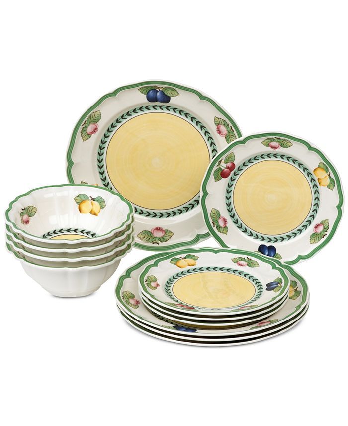 VILLEROY &amp; BOCH French Garden 12-Pc. Set Service for 4 (Fluted Bowl)