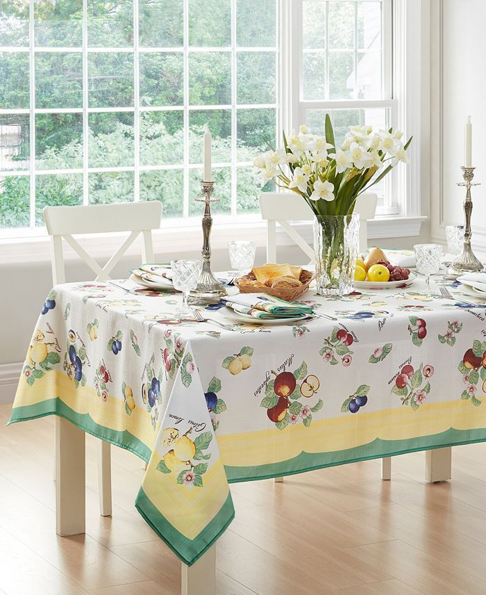 VILLEROY &amp; BOCH Elrene French Garden Fleurence Stain and Water Resistant 60&quot;x102&quot; Rectangle Tablecloth