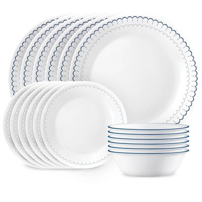 CORELLE Caspian Lace 18-piece Dinnerware Set, Service for 6