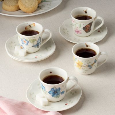 LENOX Butterfly Meadow Espresso Cup &amp; Saucer, Set of 4