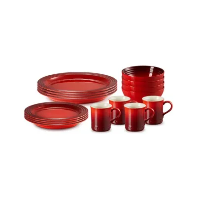 LE CREUSET Vancouver 16-Piece Dinnerware Set (Cerise)