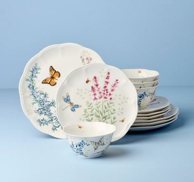 LENOX Butterfly Meadow Herbs 12-Piece Dinnerware Set