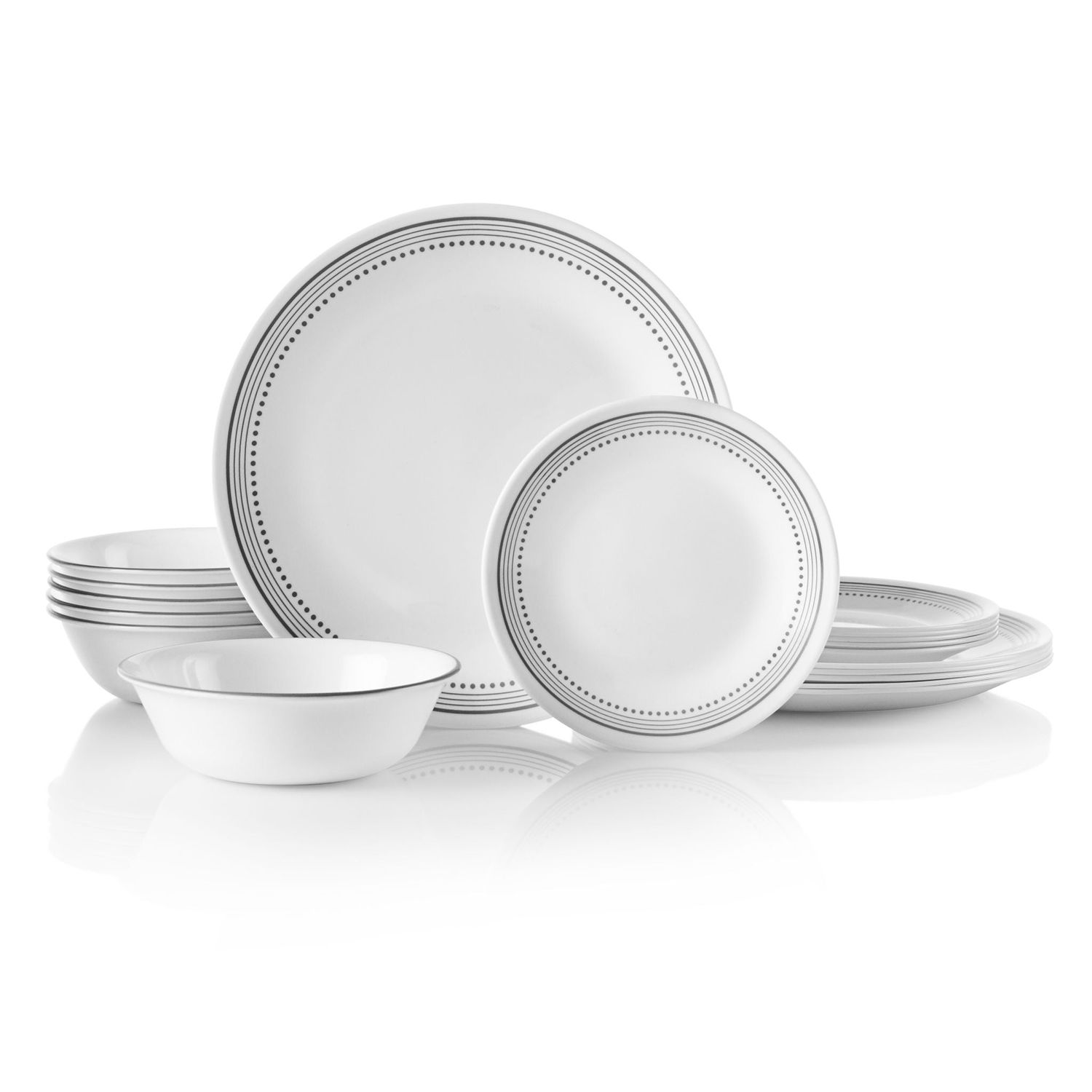 CORELLE Mystic Gray 18-piece Dinnerware Set, Service for 6