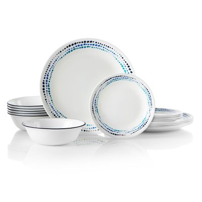 CORELLE Ocean Blues 18-piece Dinnerware Set, Service for 6