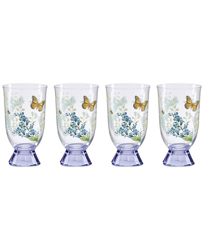 LENOX Butterfly Meadow Herbs Tall Tumblers, Set of 4 (16 oz)