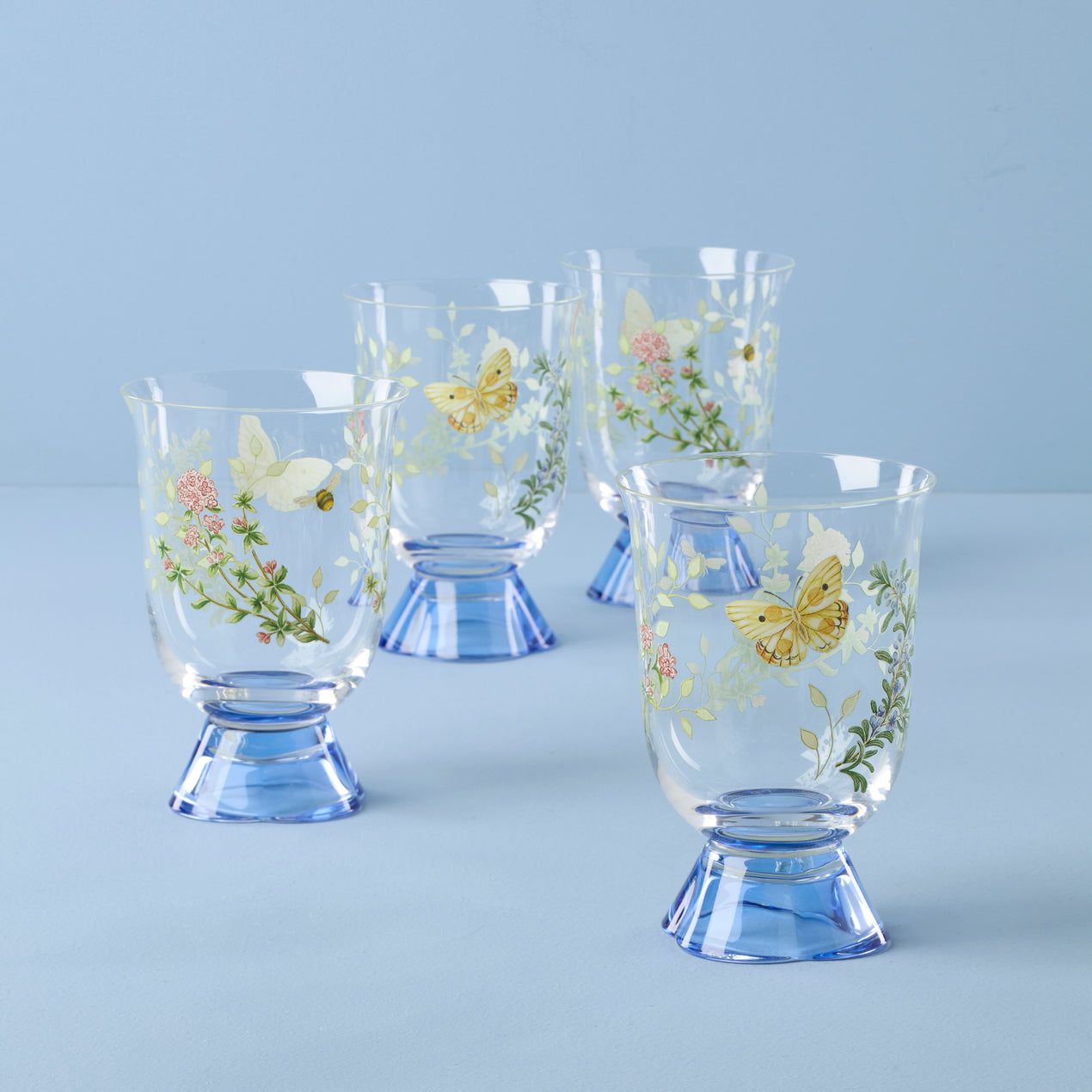 LENOX Butterfly Meadow Herbs Short Tumblers, Set of 4 (13.5 oz)