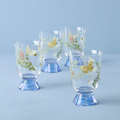 LENOX Butterfly Meadow Herbs Short Tumblers, Set of 4 (13.5 oz)