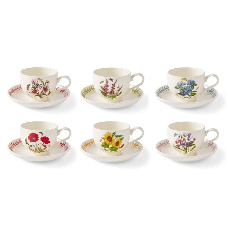 PORTMEIRION Botanic Garden Set of 6 Meadow Breakfast Cup and Saucer (8.5 oz)