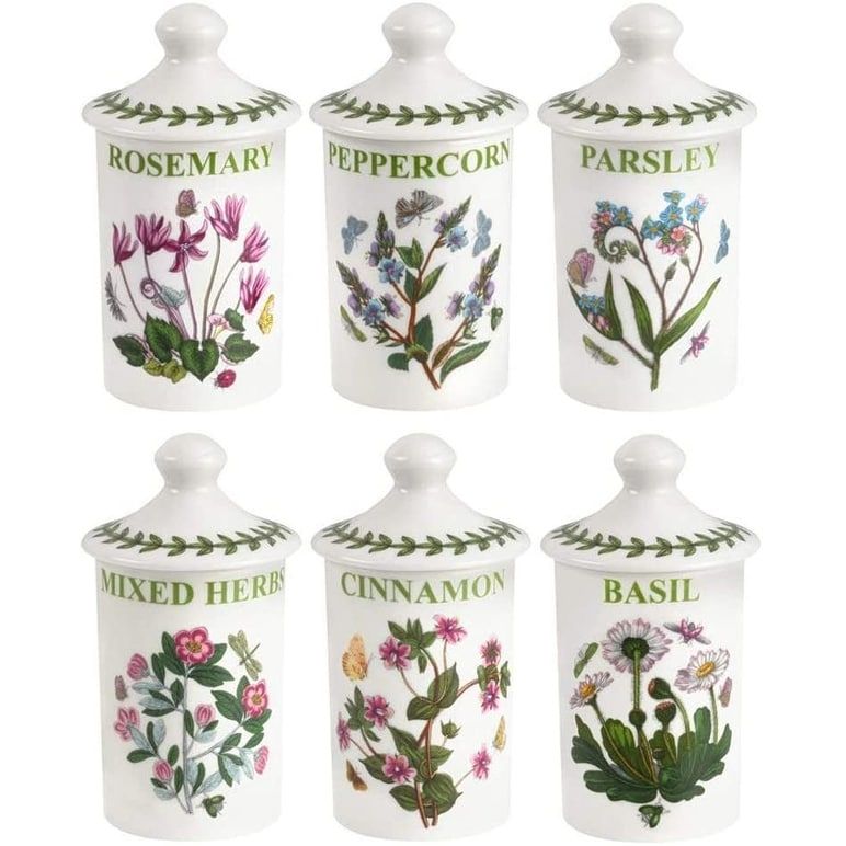 PORTMEIRION Botanic Garden Assorted Spice Jars Set of 6 (4.5 inch)