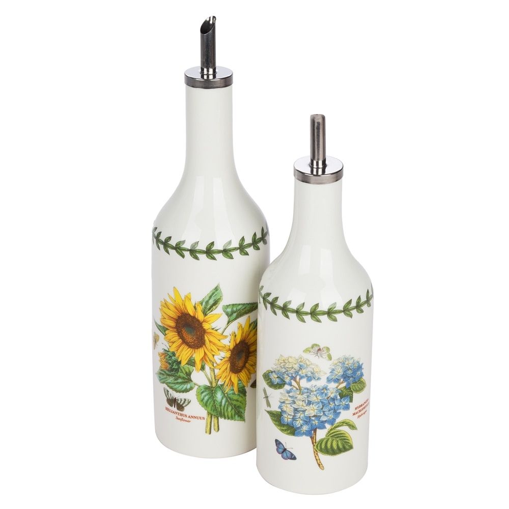PORTMEIRION Botanic Garden Sunflower &amp; Hydrangea Oil &amp; Vinegar Drizzler Set (Porcelain)