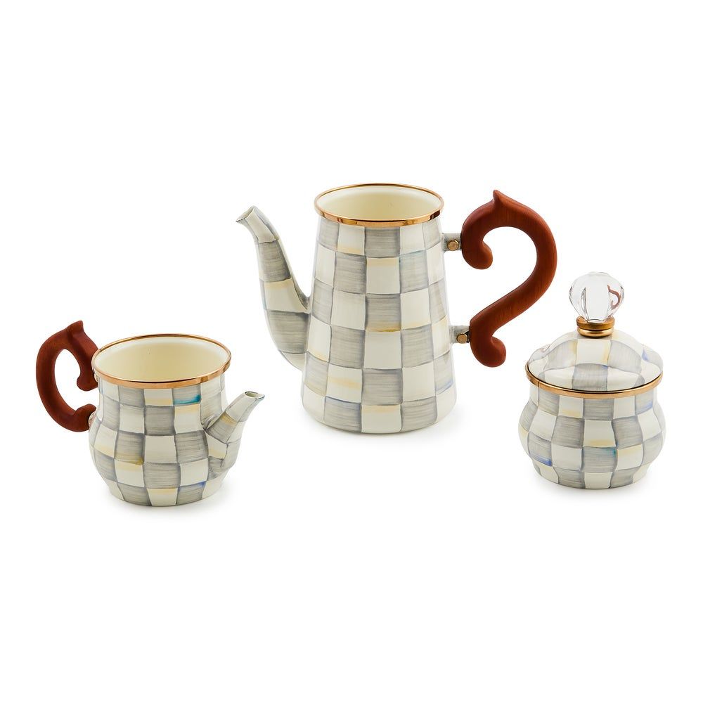 MACKENZIE-CHILDS Sterling Check Stackable Coffee Set