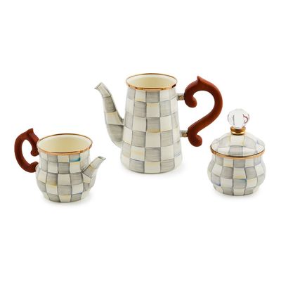 MACKENZIE-CHILDS Sterling Check Stackable Coffee Set