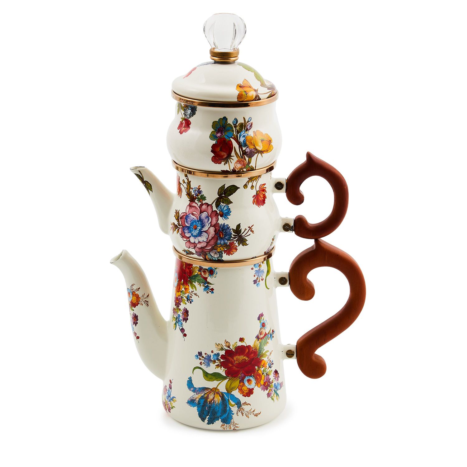 MACKENZIE-CHILDS White Flower Market Stackable Coffee Set