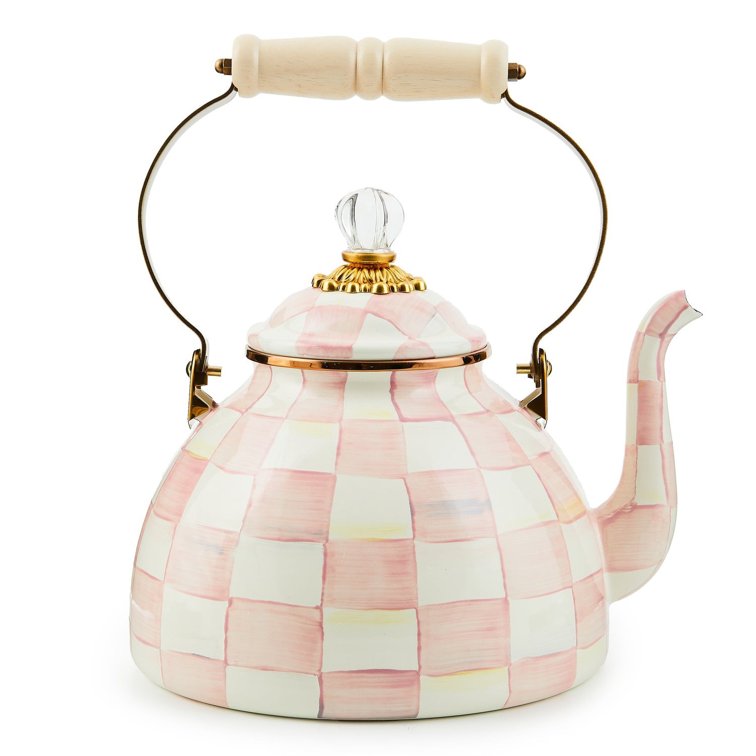 MACKENZIE-CHILDS Check Tea Kettle (Rosy Check, 3 Quart)