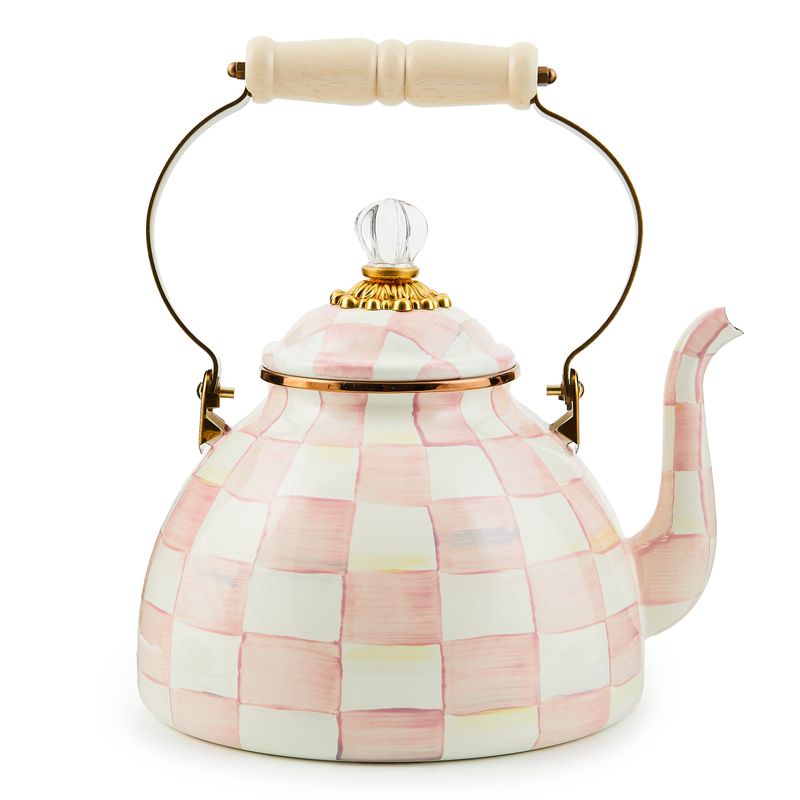 MACKENZIE-CHILDS Check Tea Kettle (Rosy Check, 3 Quart)