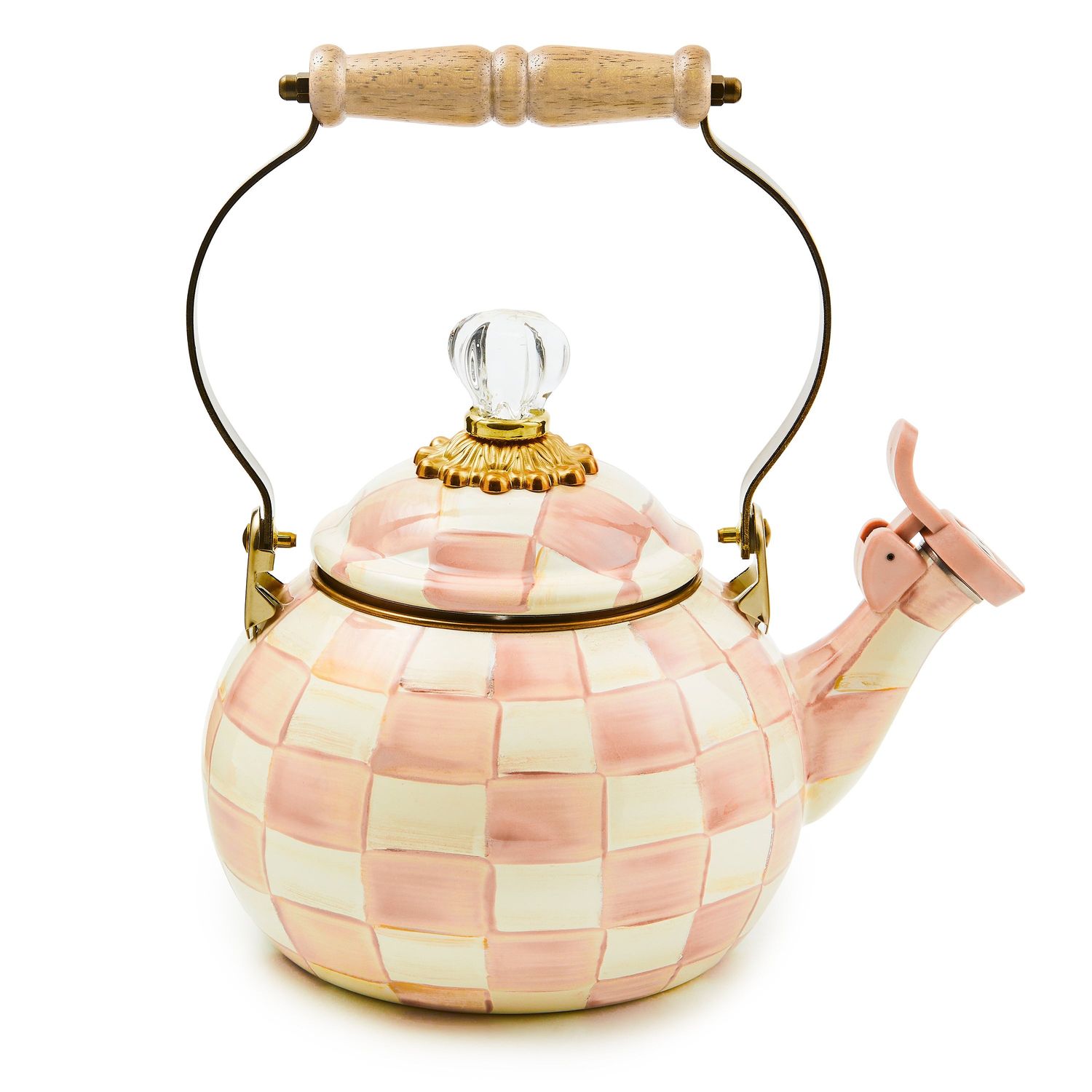 MACKENZIE-CHILDS Whistling Tea Kettle (Rosy Check)
