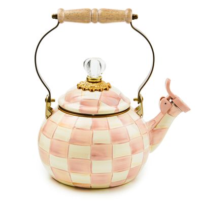 MACKENZIE-CHILDS Whistling Tea Kettle (Rosy Check)