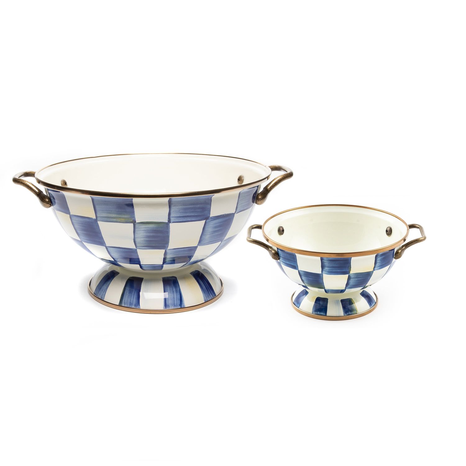 MACKENZIE-CHILDS Simply Almost Everything Enamel Bowl Set of 2 (Royal Check)