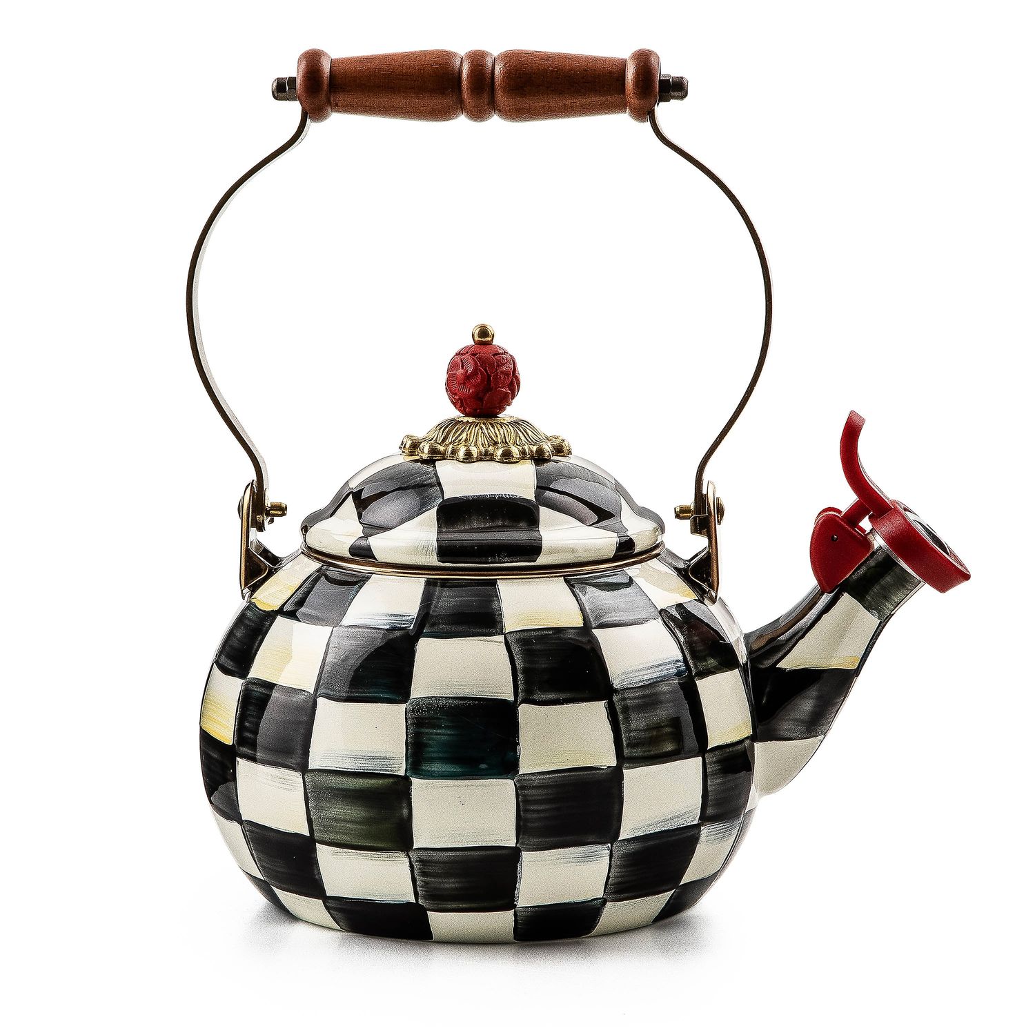 MACKENZIE-CHILDS Whistling Tea Kettle (Courtly Check)