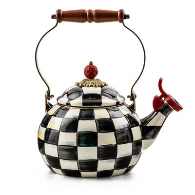 MACKENZIE-CHILDS Whistling Tea Kettle (Courtly Check)