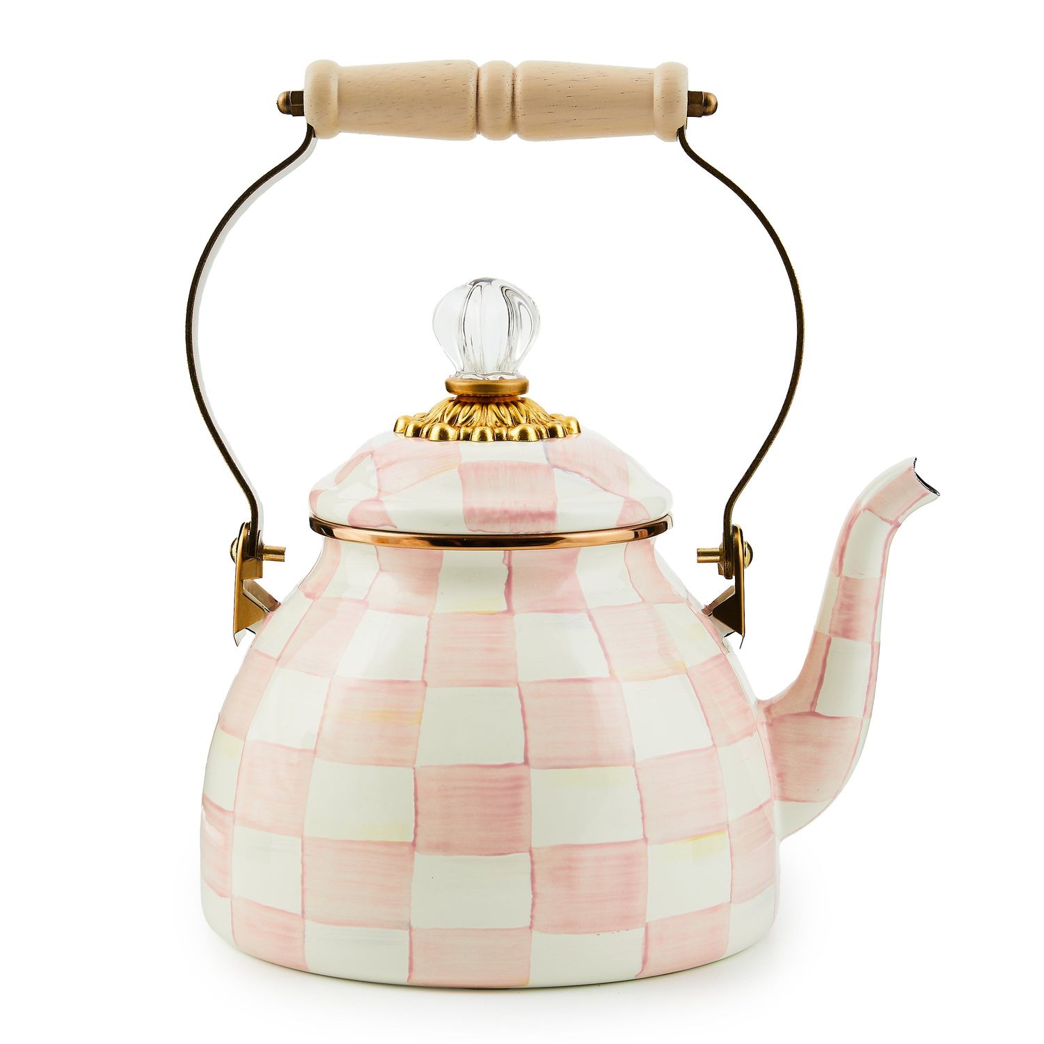 MACKENZIE-CHILDS Check Tea Kettle (Rosy Check, 2 Quart)