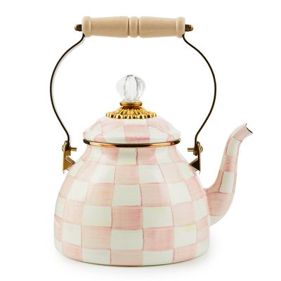 MACKENZIE-CHILDS Check Tea Kettle (Rosy Check, 2 Quart)