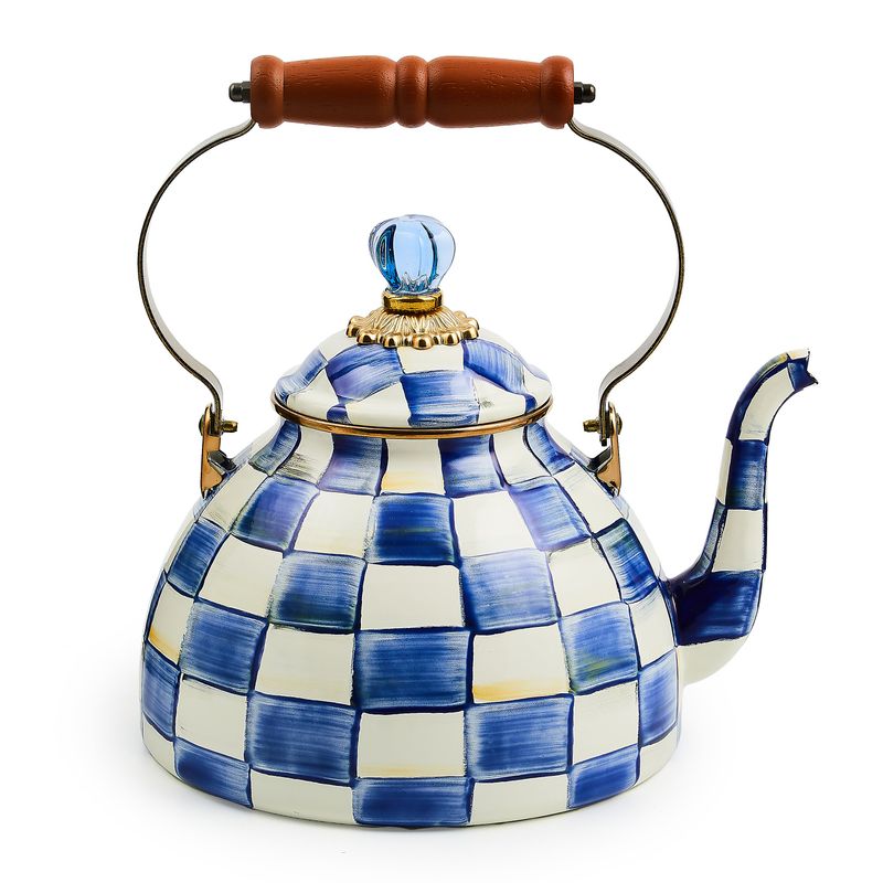 MACKENZIE-CHILDS Check Tea Kettle (Royal Check, 3 Quart)