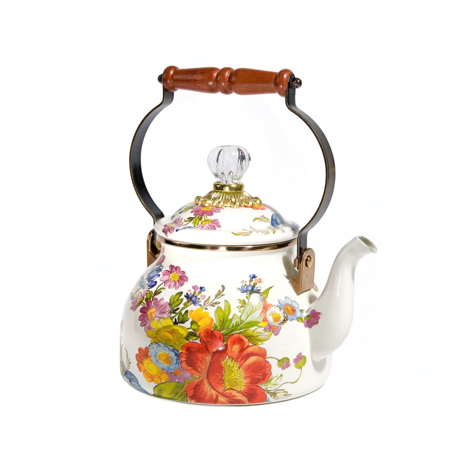 MACKENZIE-CHILDS Floral Tea Kettle ( White Flower Market, 2 Quart)
