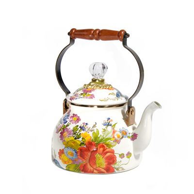MACKENZIE-CHILDS Floral Tea Kettle ( White Flower Market, 2 Quart)