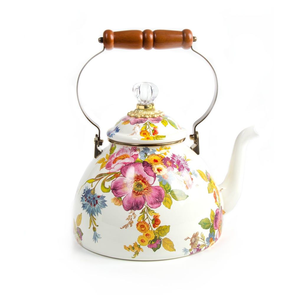MACKENZIE-CHILDS Floral Tea Kettle ( White Flower Market, 3 Quart)