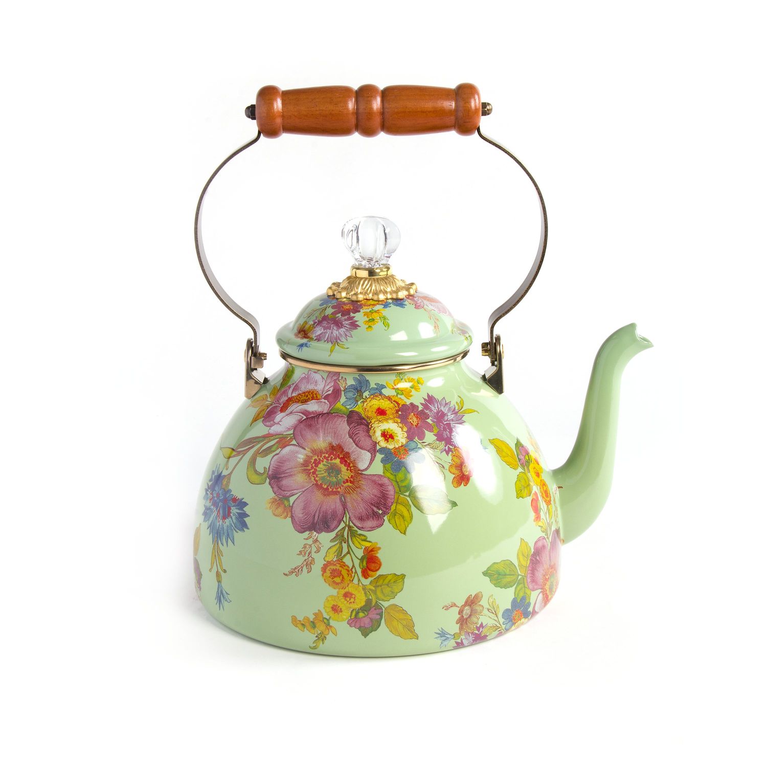 MACKENZIE-CHILDS Floral Tea Kettle (Green Flower Market, 3 Quart)