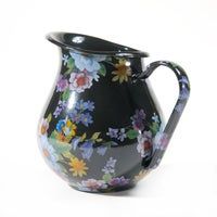 MACKENZIE-CHILDS Enamel Round Pitcher (Black Flower Market)
