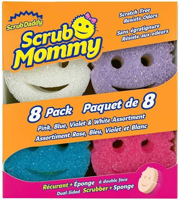 SCRUB DADDY Scrub Mommy Dual-Sided Scrubber and Sponge, Variety Pack of 8