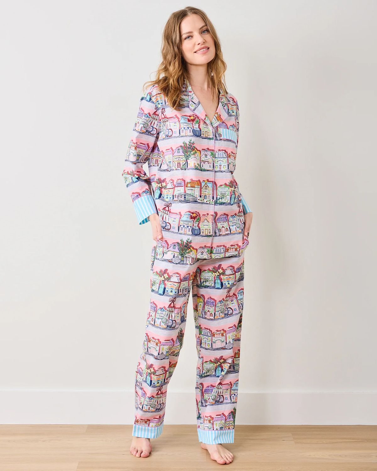LENOX Spice Village x Printfresh Pink Kitchen Long PJ Set