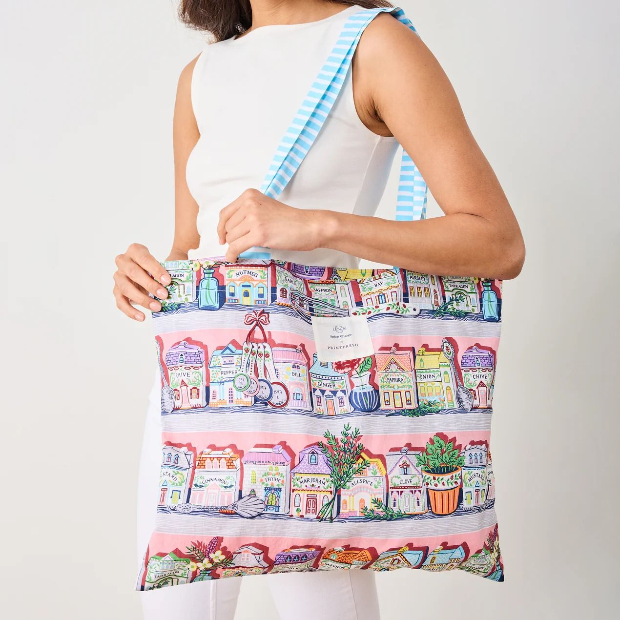 LENOX Spice Village x Printfresh On-the-Go Tote - Pink Kitchen