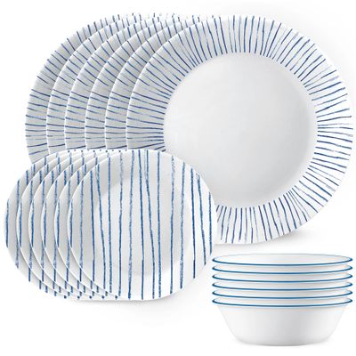 CORELLE Nautical Stripes 18-piece Dinnerware Set, Service for 6