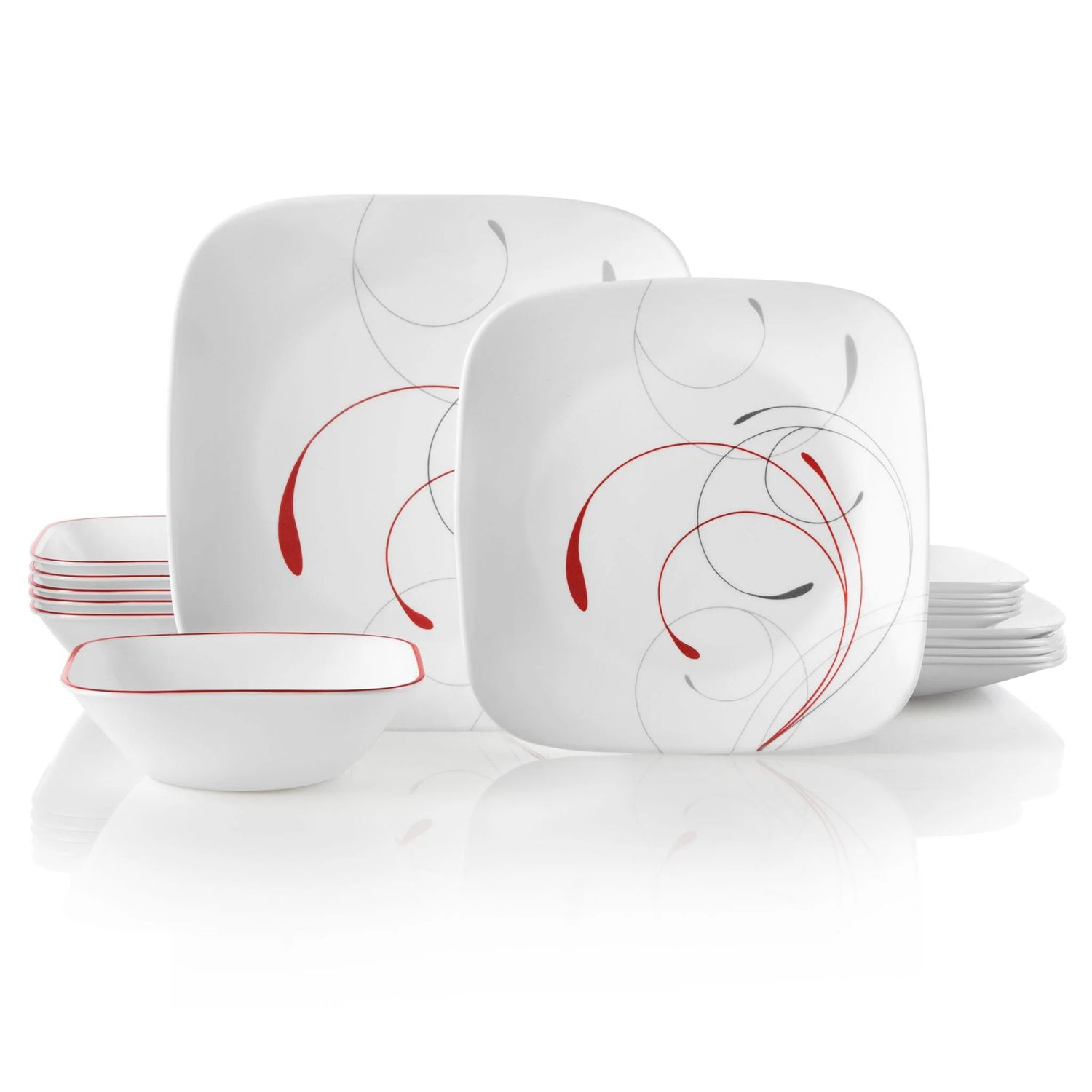 CORELLE Square Splendor 18-piece Dinnerware Set, Service for 6
