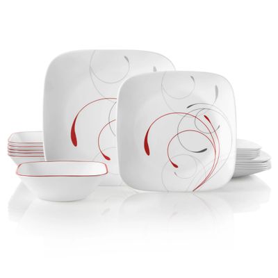 CORELLE Square Splendor 18-piece Dinnerware Set, Service for 6