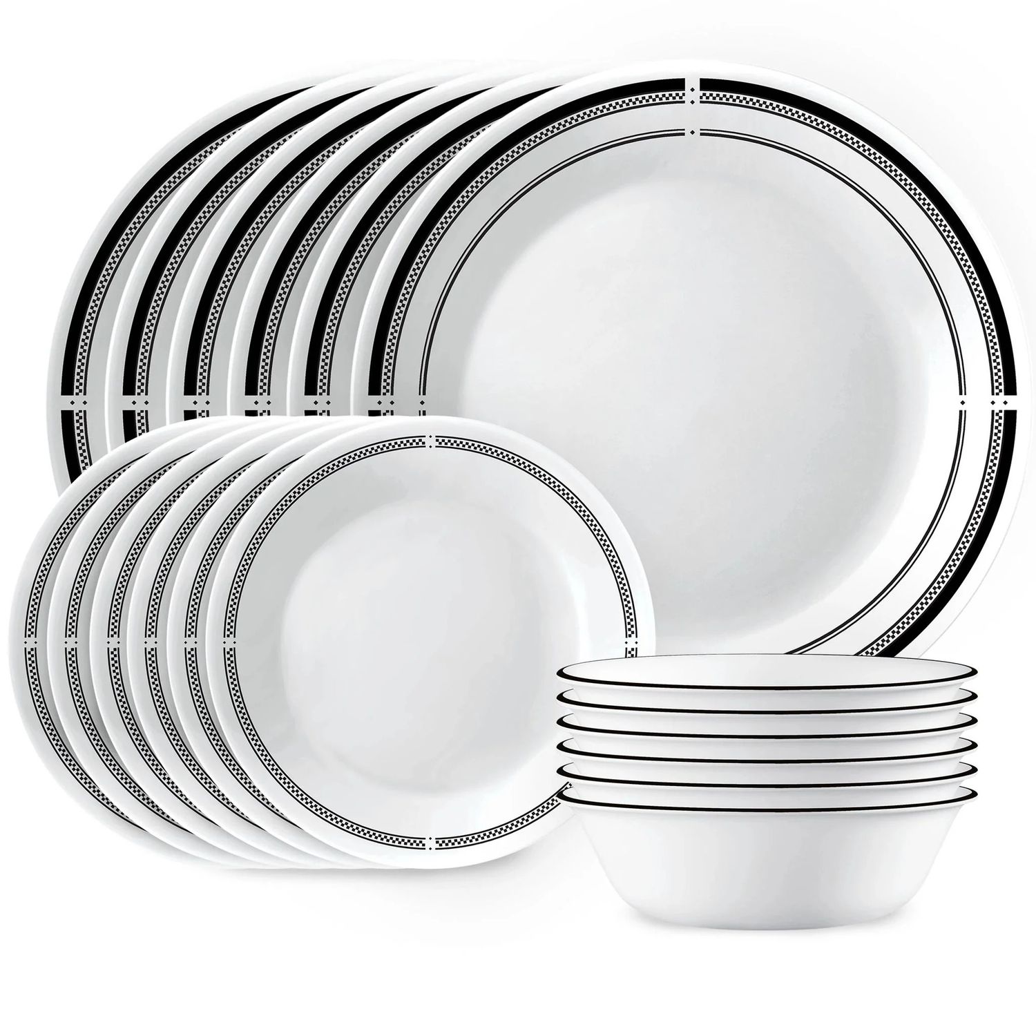 CORELLE Brasserie 18-piece Dinnerware Set, Service for 6