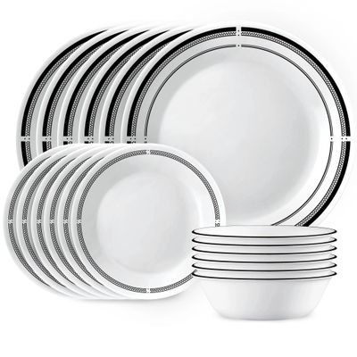 CORELLE Brasserie 18-piece Dinnerware Set, Service for 6