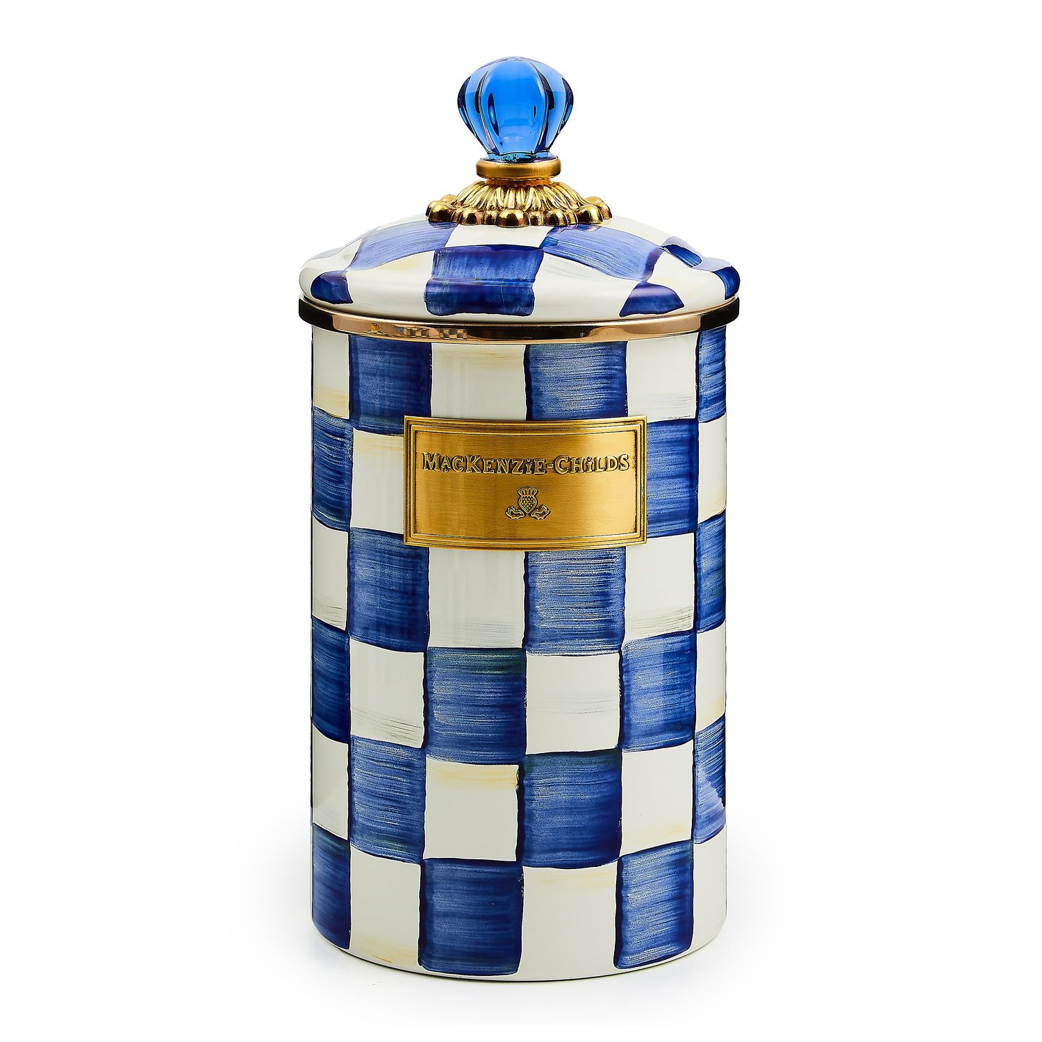 MACKENZIE-CHILDS Royal Check Enamel Canisters (Large)