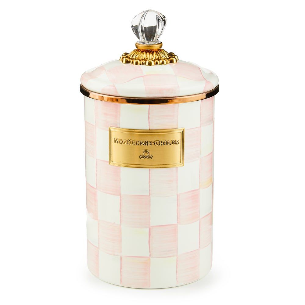 MACKENZIE-CHILDS Rosy Check Enamel Canisters (Large)