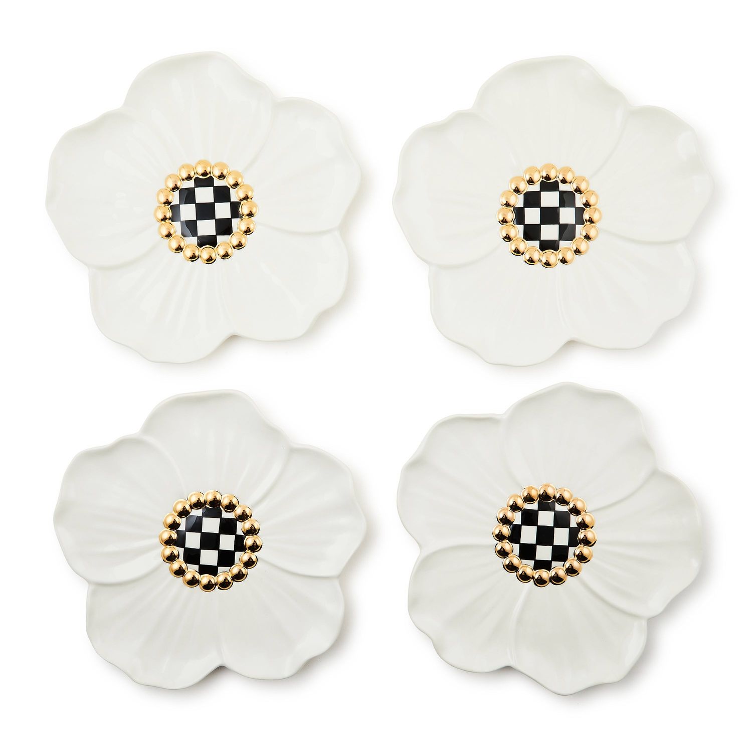 MACKENZIE-CHILDS White Rabbit Ceramic Dessert Plates (Set of 4)