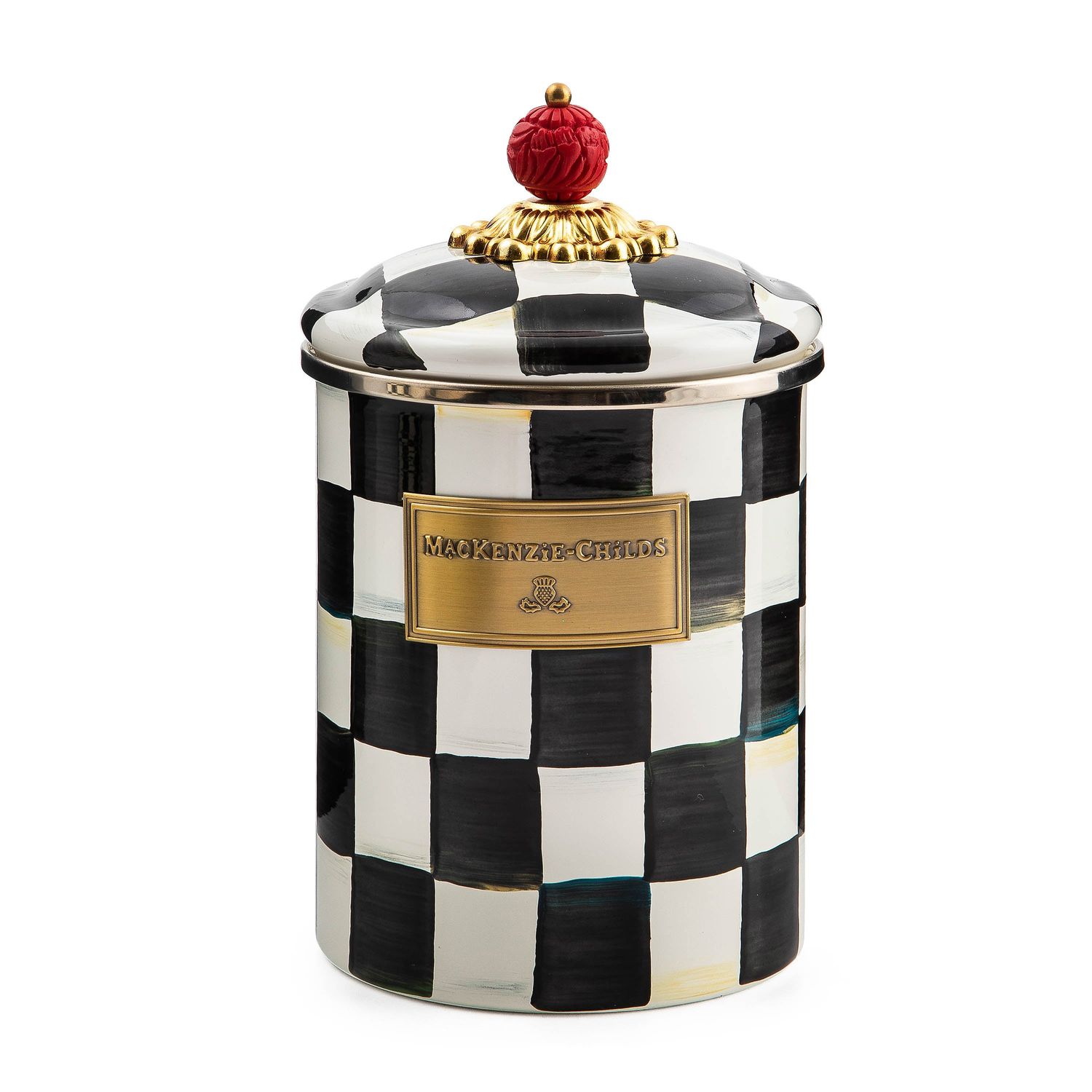 MACKENZIE-CHILDS Courtly Check Enamel Canisters (Medium)
