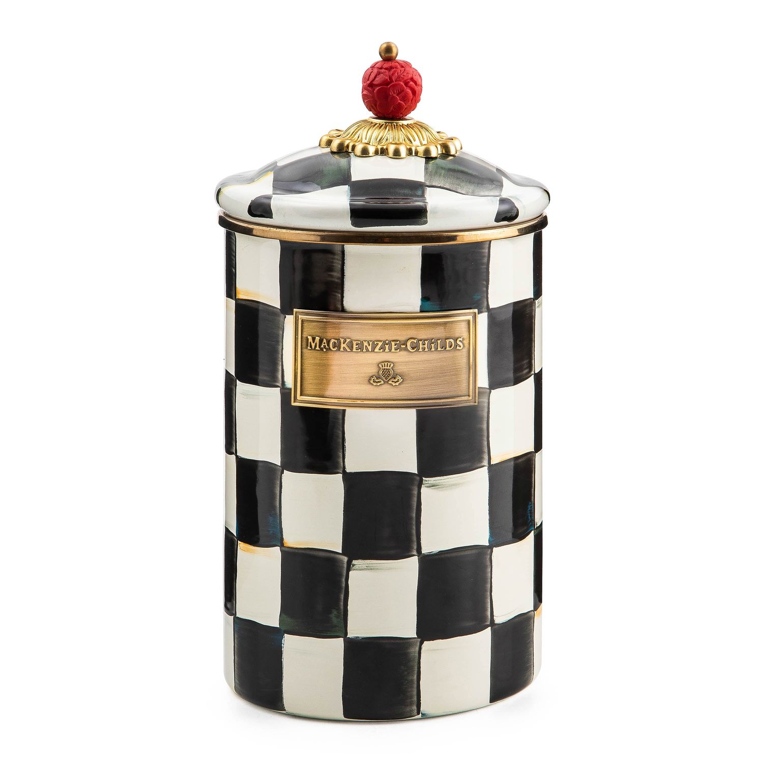 MACKENZIE-CHILDS Courtly Check Enamel Canisters (Large)